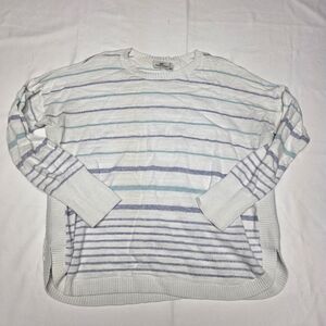Vineyard Vines Women's Striped Sweatshirt - White and Blue